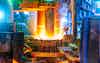 Electroarc furnace at metallurgical plant